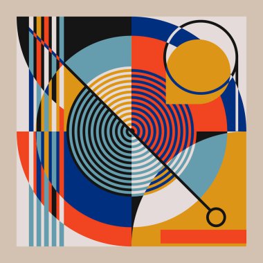 Bauhaus stili arkaplana sahip soyut vektör geometriği
