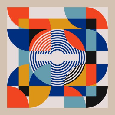 Bauhaus stili arkaplana sahip soyut vektör geometriği