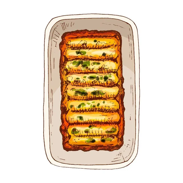 Enchilada in bord - mexicaans traditioneel eten. Vectorwijnoogst — Stockvector