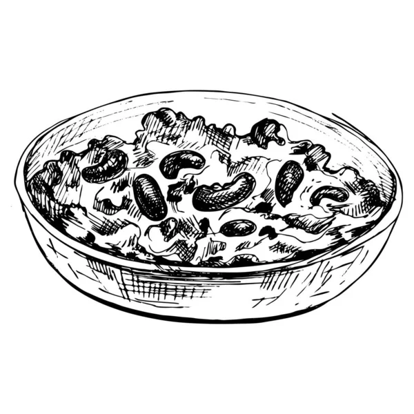 墨西哥传统食品碗中的胡椒粉.向量年份孵化器 — 图库矢量图片