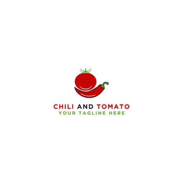 Logo Design Tomate Chili Légumes Isolés Illustration Vectorielle — Image vectorielle