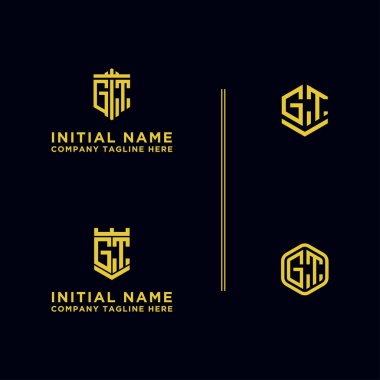 GT logo simgesinin ilk harflerinden şirketler için ilham verici logo tasarımı seti. - Vektörler