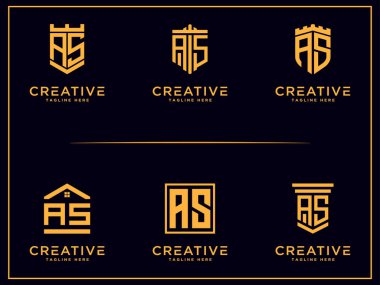 AS harfi İlk simge / Monogram. - Vektör ilham verici logo kümesi
