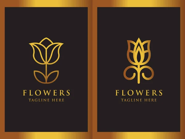 Schöne Blume Design Set Phantasie Schmuck Mode Logo Konzept Symbol — Stockvektor