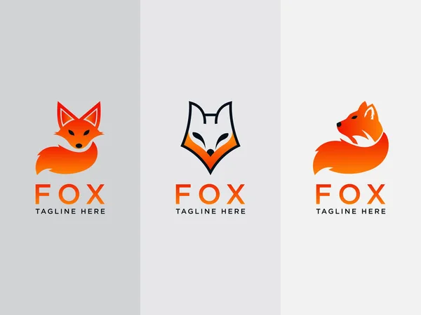 Animal Fox Set Logo Icône Modèle Conception Vecteur Plat Illustration De Stock
