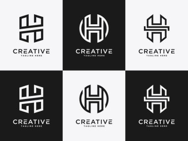 Şablon logosu H Harfi İlk simge Monogramını Ayarla