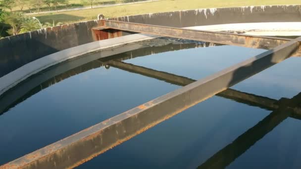 Afvalwaterzuiveringsinstallatie Opslagtank Sedimentatie — Stockvideo