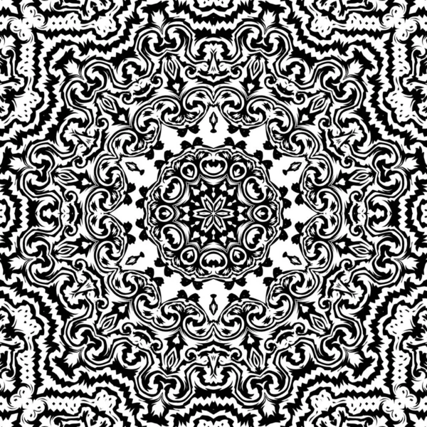 Miror Siyah ve Beyaz Kaleydoskop, Mandala Sanat, Ev Dekorasyonu ve diğer Sanat Ekranları İçin Harika