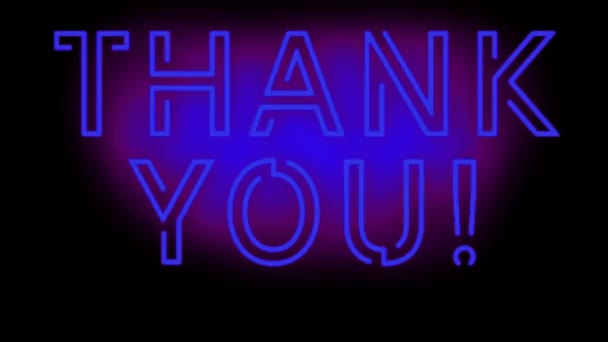 Poděkování Neonové Animace Textu Pozadí — Stock video