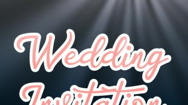 白いランプが光るアニメーション結婚式招待テキスト — ストック動画