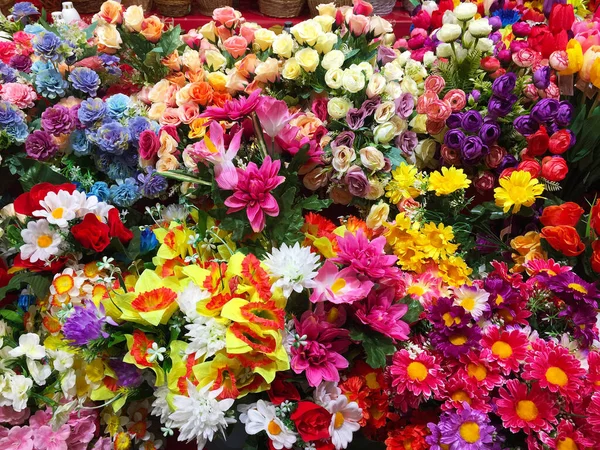 Artificial Flowers Counter Alternative Live Flowers Flowers Paper Fabric Artificial — Stock Photo, Image