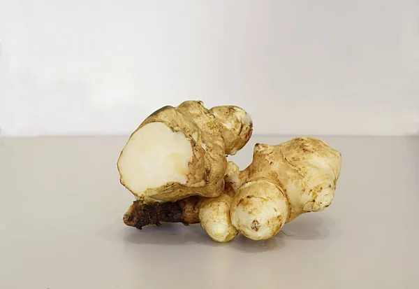 Jerusalem Artichoke Tubers Close Gray Background — Stock Photo, Image