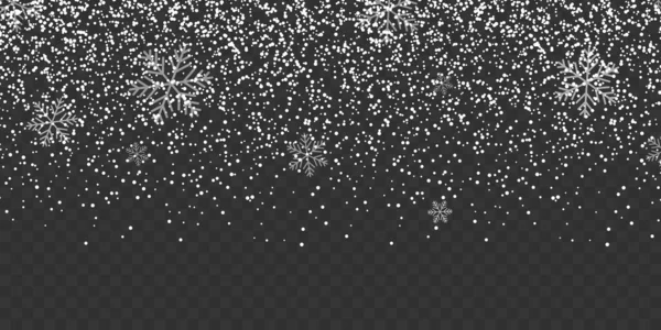 Снегопад Изолирован Прозрачном Фоне Падение Снега Снег Векторной Иллюстрацией Снежинки — стоковый вектор