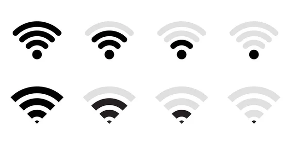 Wifi Iconos Conjunto Vectores Estilo Plano Colección Inalámbrica Internet Signo — Vector de stock