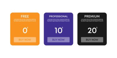 Web siteleri için fiyat tablolarının şablonları. Site aboneliği ücretsiz, pro veya premium