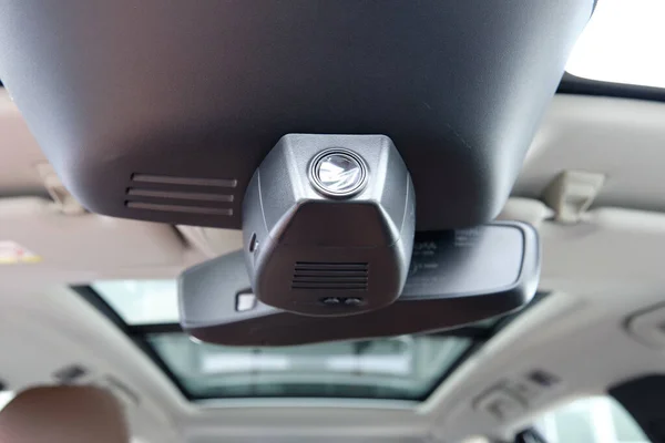 Modern Car Dvr Installed Mirror Automobile Interior — Stock Photo, Image