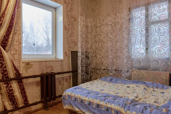 Exemplo Típico Pobre Russo Antigo Quarto Interior Khruschev House — Fotografia de Stock