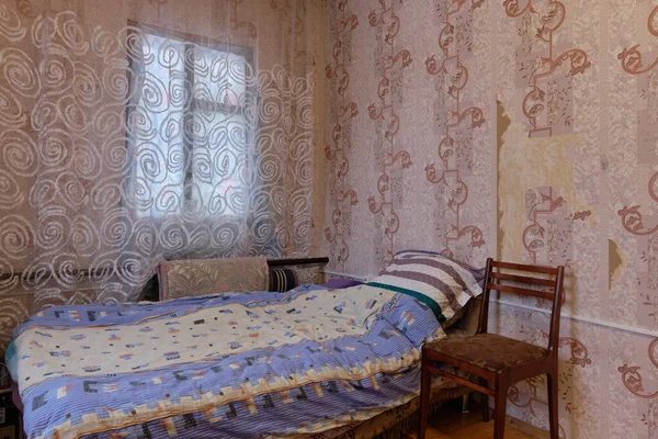 Пример Типичного Бедного Интерьера Старой Советской Русской Комнаты Доме Хрущева — стоковое фото