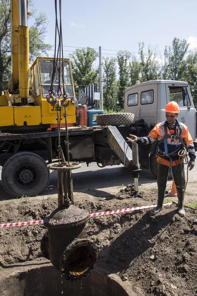 The removal of the valve with a diameter of 300 mm — Stock Photo, Image