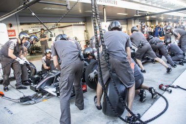 Sauber F1 takımı. Mekanik. Değiştirme jantlar test.