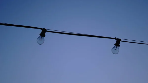 Bombillas Contra Fondo Del Atardecer —  Fotos de Stock