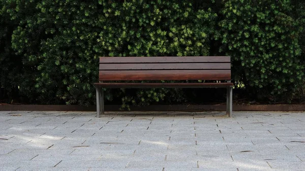 Straßenbank Vor Grünem Gartenhintergrund — Stockfoto