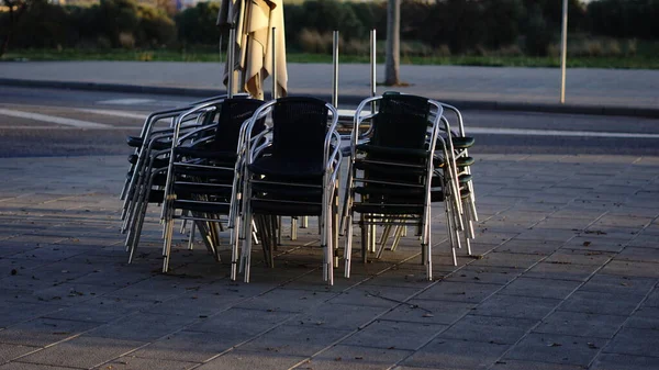 Skládací Židle Uzavřené Terase Baru — Stock fotografie