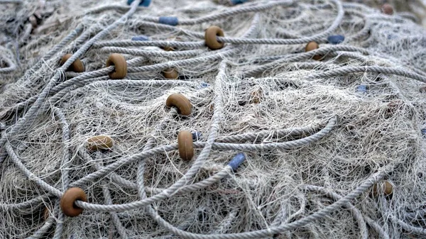 Rede Pesca Branca Com Bóias — Fotografia de Stock