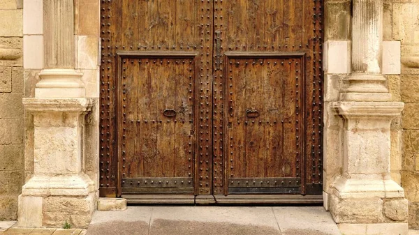 Vieille Porte Bois Maison Majestueuse — Photo