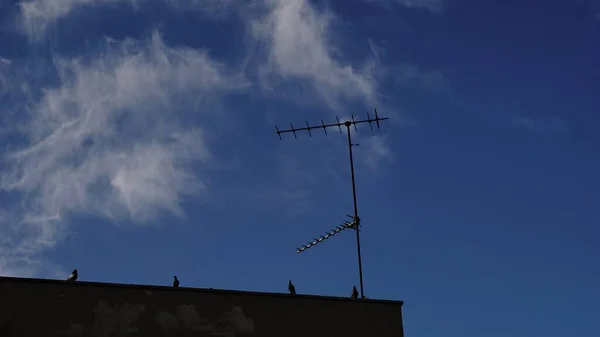 Antenne Sur Toit Contre Ciel — Photo