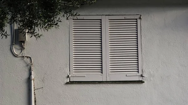 Window Wooden Shutters White Facade — Stock Photo, Image