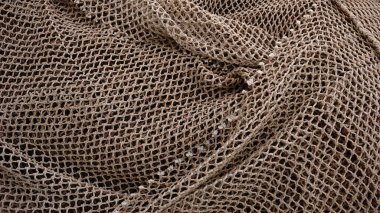 Tamir edilmiş dikişli katlanmış balık ağı