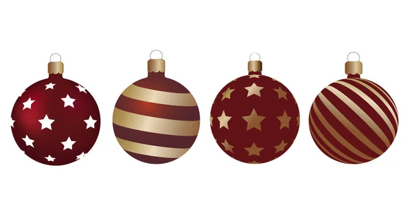 Set van kerstboom decoraties, rode kerstballen op witte achtergrond. — Stockvector