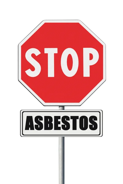 Stopp-Asbest auf Verkehrsschild geschrieben — Stockfoto