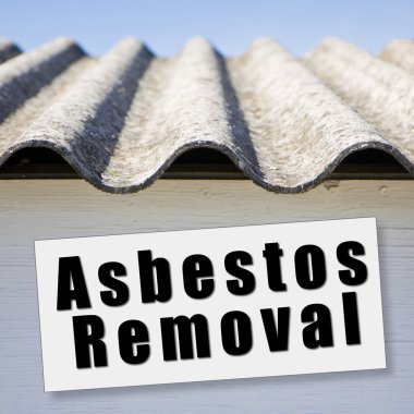 Asbestos removal concept image in square composition clipart