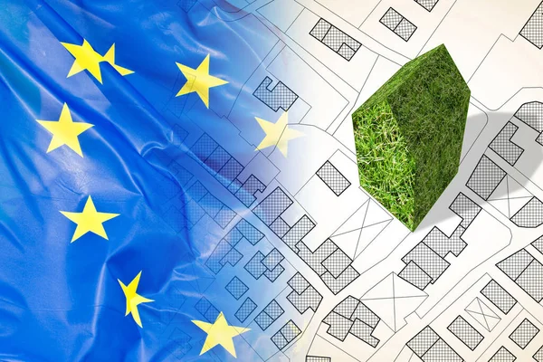 Planificación Arquitectura Verde Europa Imagen Conceptual Con Mapa Imaginario Ciudad — Foto de Stock