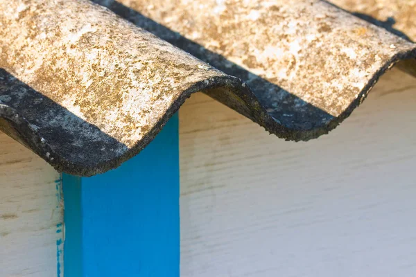 Toit Amiante Dangereux Vieilli Fait Panneaux Béton Des Matériaux Les — Photo