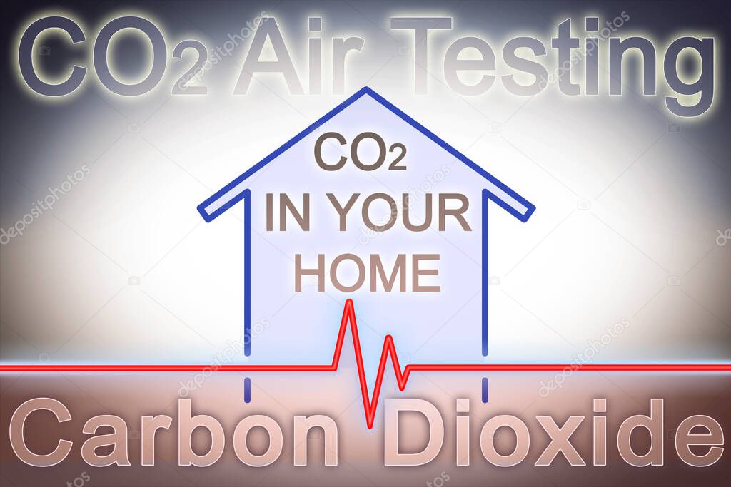 Test on the presence of dangerous CO2 in our homes - concept image with check-up chart about CO2 air quality control and level testing to prevent the danger of poisoning in buildings.
