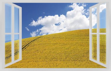 Pencereden Toskana tepe görünümü - konsept resim