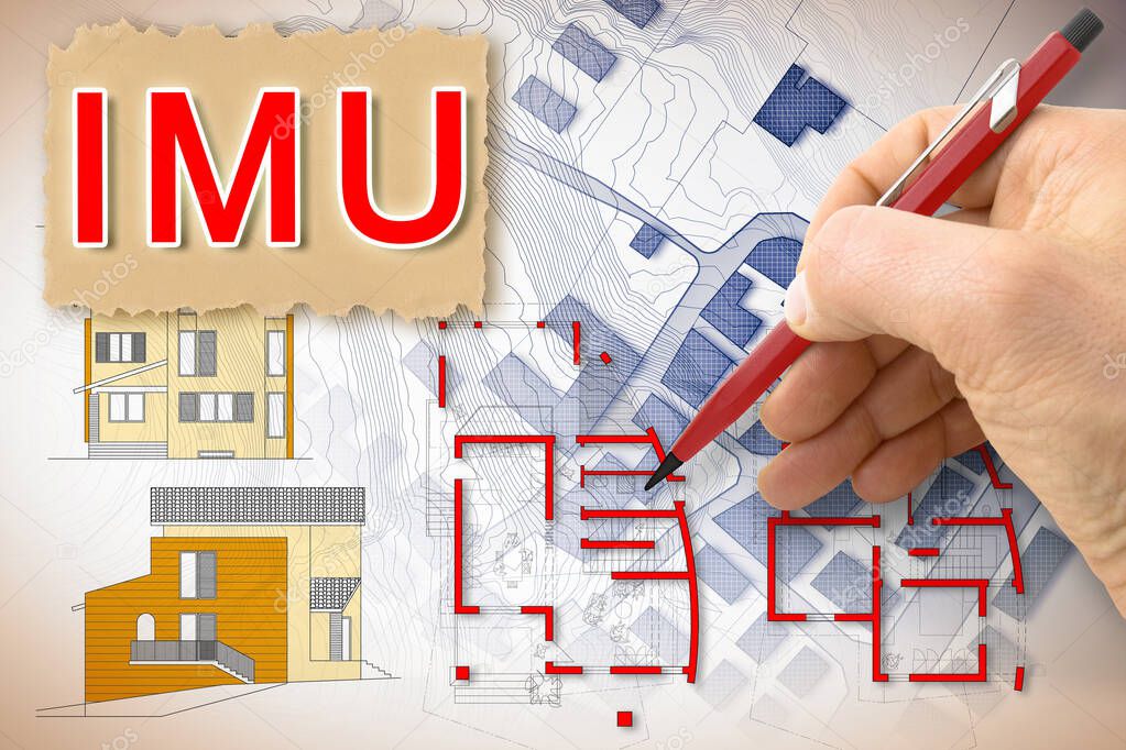 IMU (which means Unique Municipal Tax) the most unpopular italian tax on land and buildings - concept image.