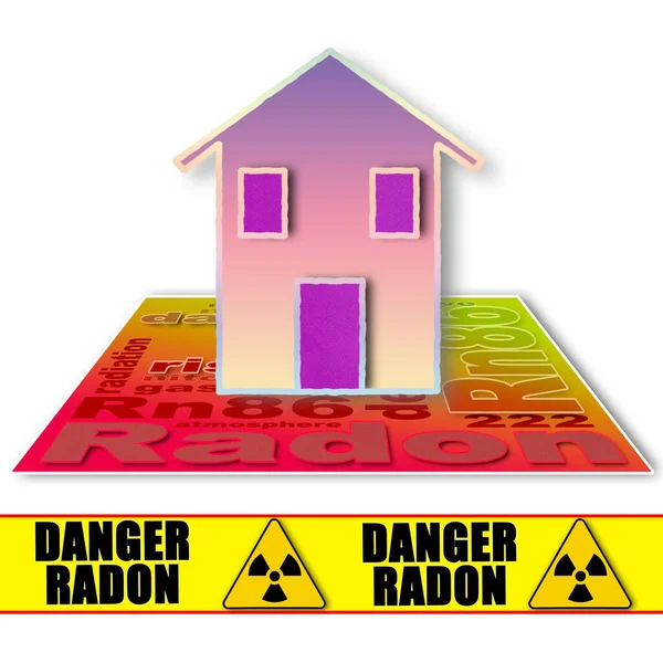 Message Danger Radon Écrit Sur Une Bande Jaune Image Concept — Photo