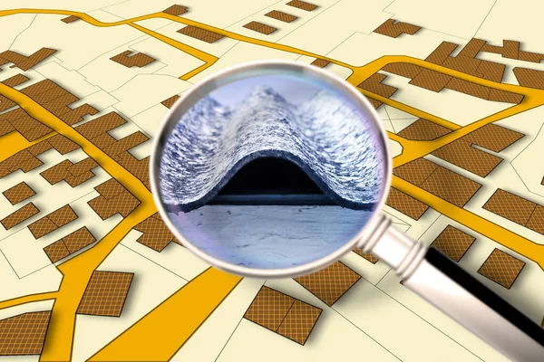 Kartläggning Asbestcementtak Ett Farligaste Byggnadsmaterialen Vår Stads Byggnader Konceptbild Med — Stockfoto