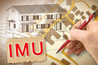 IMU (which means Unique Municipal Tax) the most unpopular italian tax on land and buildings - concept image. clipart