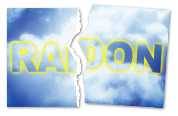 Ripped Photo Radon Gas Text Cloudy Sky Concept Image — Stock Photo, Image