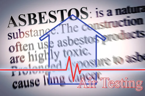 Air testing of asbestos fibers present in home environment, one of the most dangerous materials in the construction industry and indoor air pollutants so-called hidden killer - concept with asbestos definition and chart.