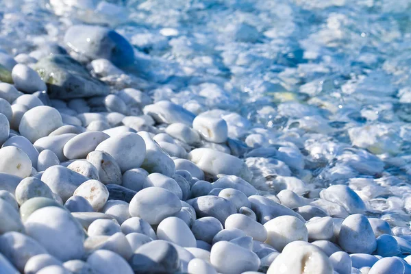 Pierres Blanches Grises Doucement Arrondies Lavées Eau Mer Douce — Photo