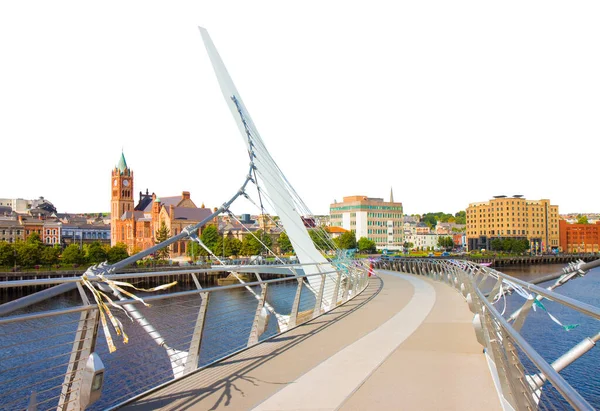 Miejska Panorama Miasta Derry Zwanego Również Londonderry Północnej Irlandii Słynnym — Zdjęcie stockowe