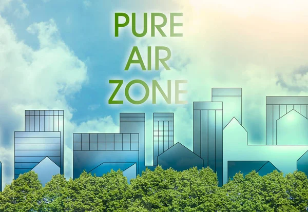 Pure Air Zone Una Città Moderna Con Alberi Concept Illustratione — Foto Stock