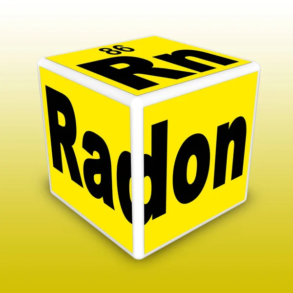 Radon Gás Tabela Periódica Conceito Ilustração Forma Cubo — Fotografia de Stock