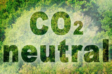 CO2 Nötr Metin - bir orman arka planına karşı konsept görüntü.